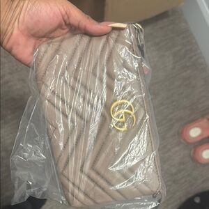 Beige Quilted Designer Shoulder Bag